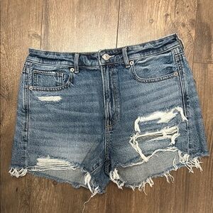 Distressed Denim Blue Shorts